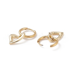 2 par de pendientes de aro colgantes de corazón de latón de 2 colores&nbsp;EJEW-JE05066