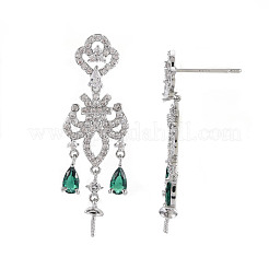 Reperti per orecchini a bottone in zircone chiaro con micro pavé di ottone&nbsp;KK-S356-665P-NF