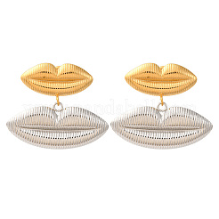 Zweifarbige Lippenohrstecker aus 304 Edelstahl&nbsp;EJEW-Z109-02GP