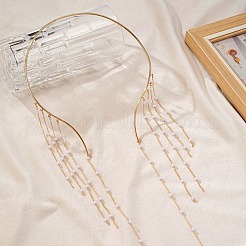 Choker-Halsketten aus Legierung und Kunststoff mit runden Perlen und langen Quasten für Damen&nbsp;FS-WGD3D1C-01