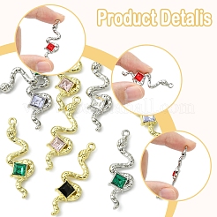12 Stück 2-Farben-Rack-Plating-Legierung-Strass-Anhänger&nbsp;FIND-FS0003-70