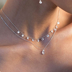 S925 Silber Zirkon Wassertropfen Ohrringe Halskette Set eleganter minimalistischer Schmuck für den täglichen Gebrauch&nbsp;ZZ8208-2