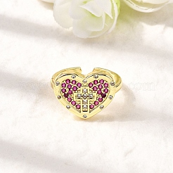 Anelli per polsini da donna in ottone con micro pavé di zirconi cubici&nbsp;RJEW-F188-05G