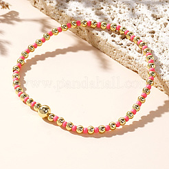 Braccialetti elastici in stile coreano con perline rotonde in ottone e semi di vetro per le donne&nbsp;XO1044-13