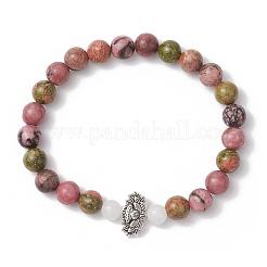 Bracelets extensibles à perles rondes en unakite naturelle&nbsp;BJEW-JB11953-01