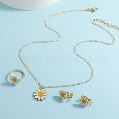 Daisy Legierung Emaille Anhänger Halsketten & Ohrringe & Ringe Sets&nbsp;FS-WG99D8E-01