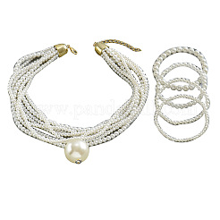 Collana con ciondolo di perline rotonde multistrato in perle sintetiche di plastica&nbsp;FS-WG48E7A-01