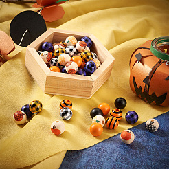100 Stück 10 Stile Halloween-Themen-Naturholzperlen&nbsp;WOOD-CD0001-21