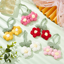 5 Stück 5 Farben gehäkelte Puffblumen-Anhängerdekorationen mit verstellbarem Blatt&nbsp;DIY-FG0004-12