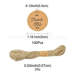 100 Stück bedruckte Geschenkanhänger aus Kraftpapier mit Aufschrift „Danke“.&nbsp;CDIS-FS0001-24