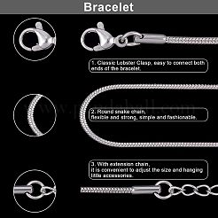 Bracelets à chaîne serpent en acier inoxydable 304&nbsp;STAS-UN0008-72P