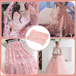 Polyester-Mesh-Stoff mit Blumenmuster&nbsp;DIY-WH0581-15