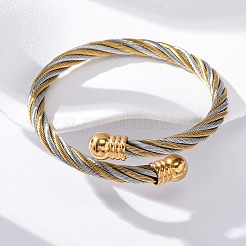 Bracelets joncs torques en acier inoxydable 304 pour femmes et hommes&nbsp;BJEW-G584-18G-02