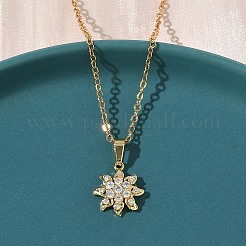 Messing Micro Pave klar Zirkonia Anhänger 304 Edelstahl Kette Halsketten für Frauen&nbsp;NJEW-D341-12A-G