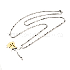 201 collane a catena con ciondolo a forma di chitarra in acciaio inossidabile&nbsp;NJEW-R001-06P-03