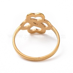 Bague en acier inoxydable 201 avec placage ionique (IP) et fleur creuse pour femme&nbsp;RJEW-J051-13G