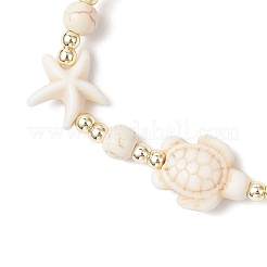 Braccialetti elastici con perline sintetiche turchesi a forma di tartaruga e stella marina per uomo e donna&nbsp;BJEW-JB12047-01
