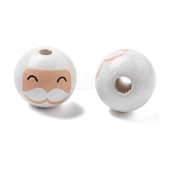Cuentas europeas de madera de schima con estampado navideño&nbsp;WOOD-G023-17A