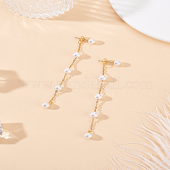 1 paio di orecchini pendenti in acciaio inossidabile 304 con perle di plastica&nbsp;EJEW-LP0007-068