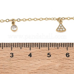 Dreieckige Quastenhalsketten aus Edelstahl 304 mit klarem Zirkonia-Pavé für Damen&nbsp;NJEW-C119-01G