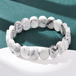 Pulseras elásticas de cuentas facetadas de howlita natural para mujer&nbsp;BJEW-K251-07S