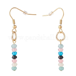 Boucles d'oreilles pendantes en perles de jade blanc naturel&nbsp;EJEW-JE04709-04