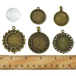 DIY-Set zur Herstellung von Anhängern aus runden Rohlingen aus Glas und Legierung im tibetischen Stil&nbsp;DIY-FS0006-10