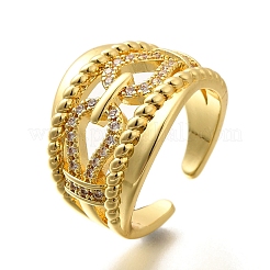 Anillos de dedo con circonita cúbica transparente y micropavé de latón chapado en rack para mujer&nbsp;RJEW-M028-30G-03