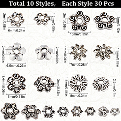 300 pièces 10 capuchons de perles de fleurs en alliage de style tibétain&nbsp;FIND-SC0008-75