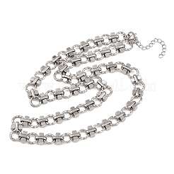 Collane con catena a maglie ad anello testurizzate in acciaio inossidabile 304 da 8 mm&nbsp;NJEW-Z105-04P-03
