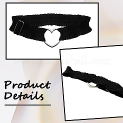 Strumpfband-Beinring aus Polyesterfaser mit Herzform aus Legierung&nbsp;AJEW-WH20019-22