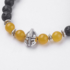 Natürliche Lava Rock Perlen Stretch Armbänder&nbsp;BJEW-I241-16D