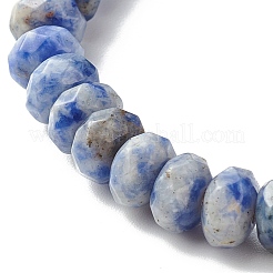 Bracelet extensible reiki jaspe naturel à pois bleus et perles de bois de wengé&nbsp;BJEW-JB06896-04