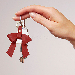 Porte-clés en cuir PU et alliage avec nœud papillon&nbsp;KEYC-WH20026-05B