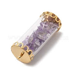 Tubo di vetro con perle di ametista naturale all'interno dei pendenti&nbsp;FIND-B054-01G-02
