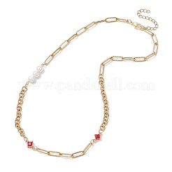 Collane con catena a maglie in vetro e acciaio inossidabile 304&nbsp;NJEW-JN05586