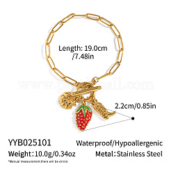 Pulseras con dije de concha de fresa en acero inoxidable 304 esmaltado&nbsp;VA6795