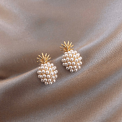 Ohrstecker aus Ananas-Kunststofflegierung und Kunstperle&nbsp;FS-WG66433-01