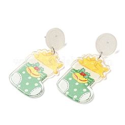 Boucles d'oreilles pendantes de Noël en acrylique avec tige en acier inoxydable 304 pour femmes&nbsp;EJEW-D060-01C