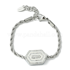 Bracciale a maglie esagonali con zirconi cubici&nbsp;BJEW-Q775-06P
