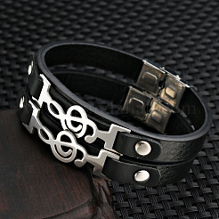 Bracelet à maillons en acier inoxydable 304 avec notes de musique&nbsp;MUSI-PW0001-34