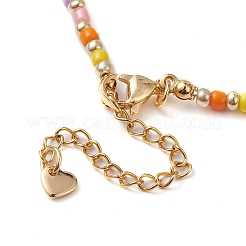 Bracciale con perle finte in plastica e acciaio inossidabile 201 con stella e perline di semi&nbsp;NJEW-JN04649-02