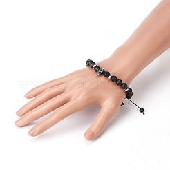 Pulseras de cuentas trenzadas de sándalo natural ajustable&nbsp;BJEW-JB03978