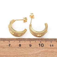 Orecchini a bottone ovali a forma di C con micro pavé di zirconi cubici trasparenti in ottone&nbsp;EJEW-B153-17G-01