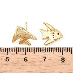 Boucles d'oreilles en laiton avec zircone cubique de micro pave&nbsp;EJEW-G471-27G