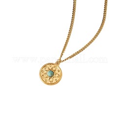 Colliers pendentifs en acier inoxydable 304 et turquoise synthétique pour femmes&nbsp;WGA2F7A-05