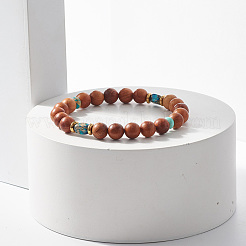 Bracelet extensible perlé en bois naturel et régalite/jaspe impérial&nbsp;BJEW-JB07813