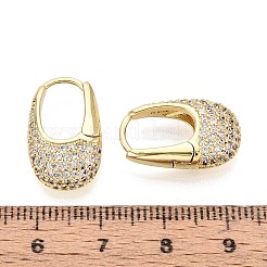 Pendientes de aro ovalados con micropavé de latón y circonitas cúbicas transparentes&nbsp;EJEW-K267-17G