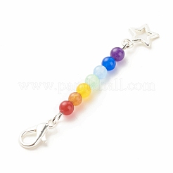 Decorazioni pendenti con perline di giada della Malesia naturale e tinta a tema chakra&nbsp;HJEW-JM00642-02