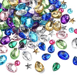 60 Stück 15 Stile Acryl-Strass-Cabochons mit flacher Rückseite.&nbsp;GACR-YW0001-05A
